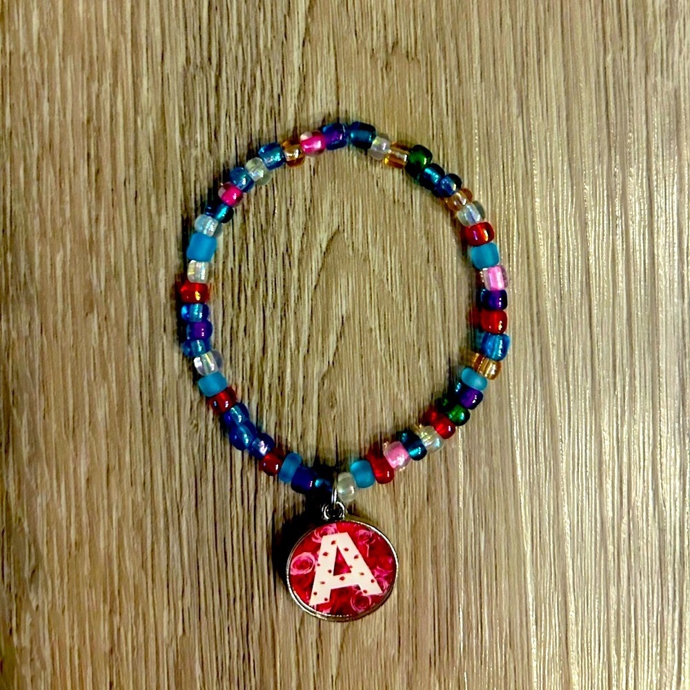 Glass Seed Beaded Bracelet, Includes Charm